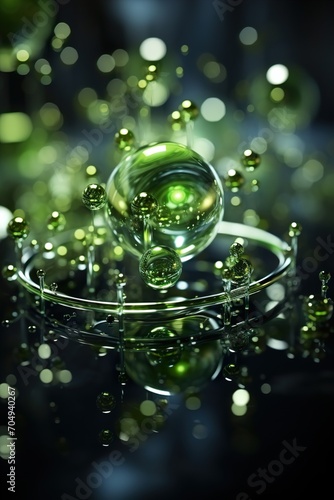 drops of water on a green background