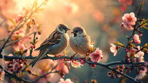 Cute loving couple of birds