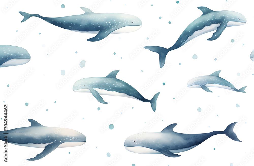 Watercolor blue whale illustration isolated on white background Watercolor blue whale illustration isolated on white background