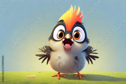 Illustration of a cute looking bird with big eyes