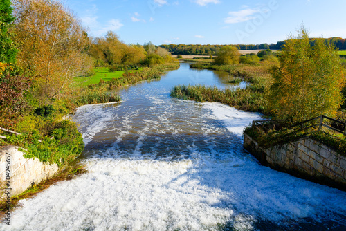 The River Poulter cascades down a waterfall in the Nottinghamshire countryside