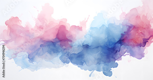 Abstract blue, pink and purple water color splash isolated on white background