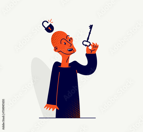 The person who has freed from mind control, vector concept of a matrix type manipulation and control.