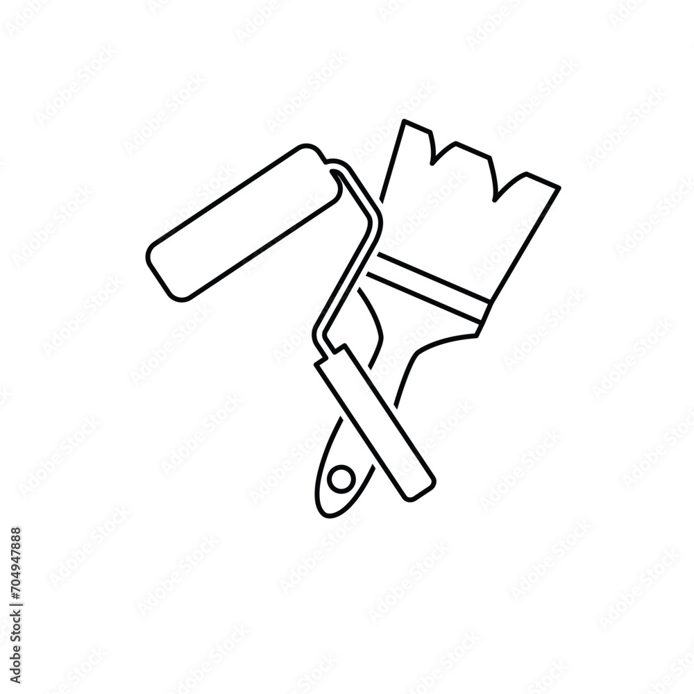 paint roller and brush icon vector painting icon paint roller and brush icon vector painting icon
