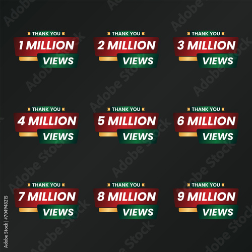 million views celebration background design banner 1m to 9m