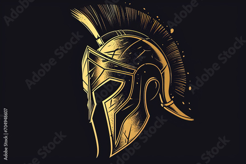 Elegant and unique warrior helmet logo.