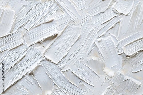 Tactile expanse of white paint, its thick layers sculpted into dynamic strokes and textures that evoke a sense of calm and purity, perfect for minimalist aesthetics and modern decor. photo