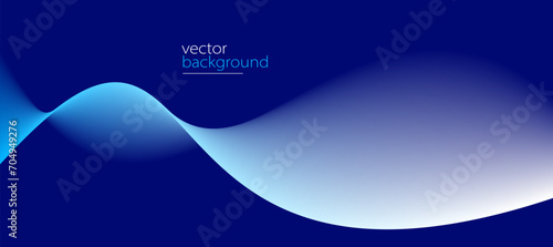 Curve shape flow vector abstract background in dark blue gradient, dynamic and speed concept, futuristic technology or motion art. photo