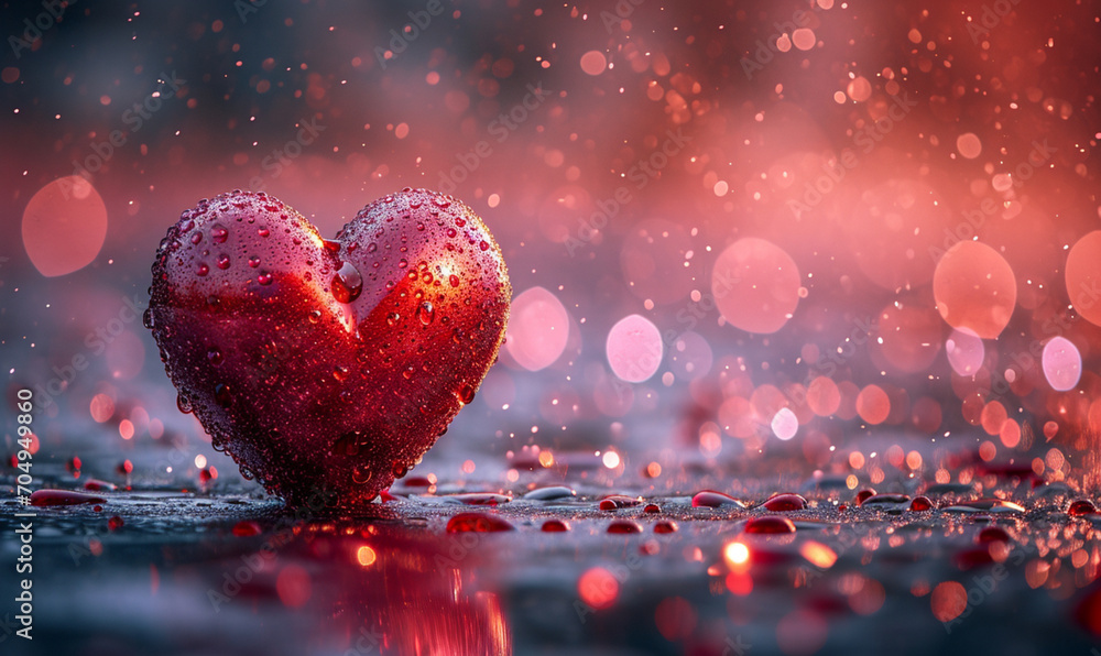 Expresses Love: Red Heart on Pink Background with Bokeh Lights, Ideal for Valentine's Day with Creative Space for Your Text Expresses Love: Red Heart on Pink Background with Bokeh Lights, Ideal for Valentine's Day with Creative Space for Your Text