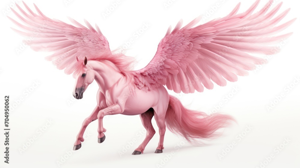 a beautiful flying horse with wings pink pegasus. winged divine ...