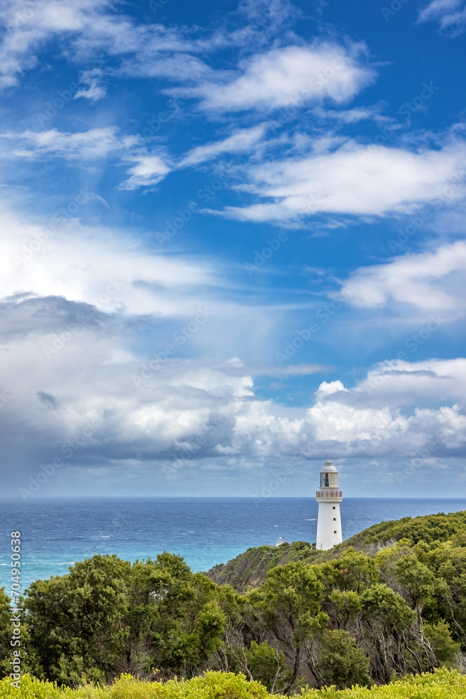 Seascape with Cape Otway lighthouse and national park. Great Ocean Road, Australia. This is the oldest working lighthouse in the state of Victoria.