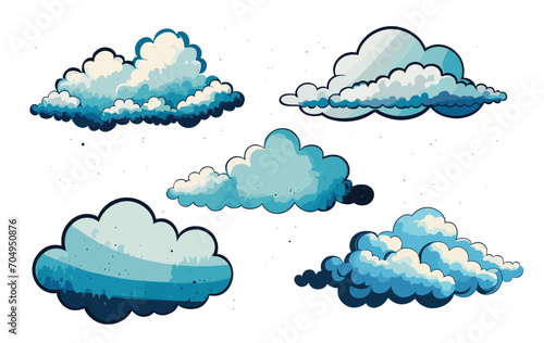 A set of cartoon clouds illustration. Comic clouds set. Realistic cloud collection vector.