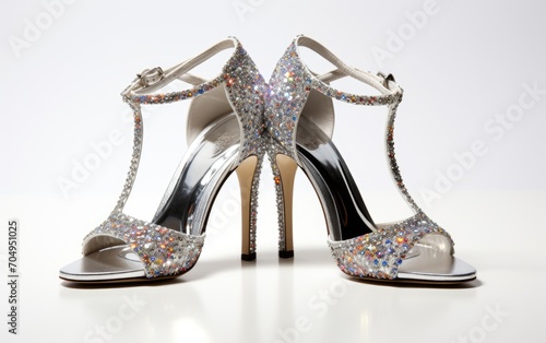 Glittering Gaze heeled sandal pair.