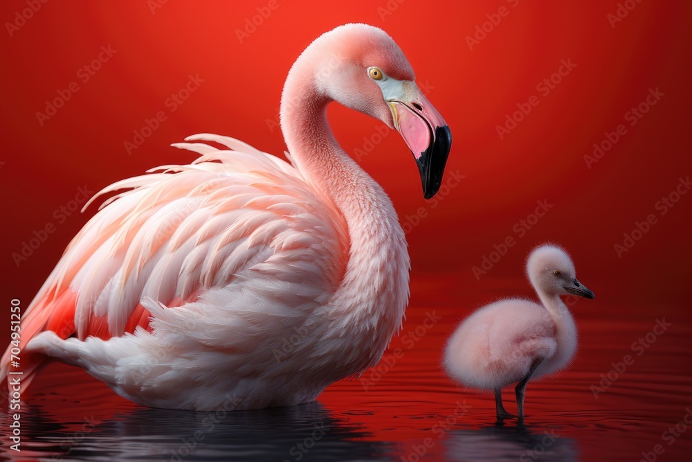 Fototapeta premium Flamingo with chick