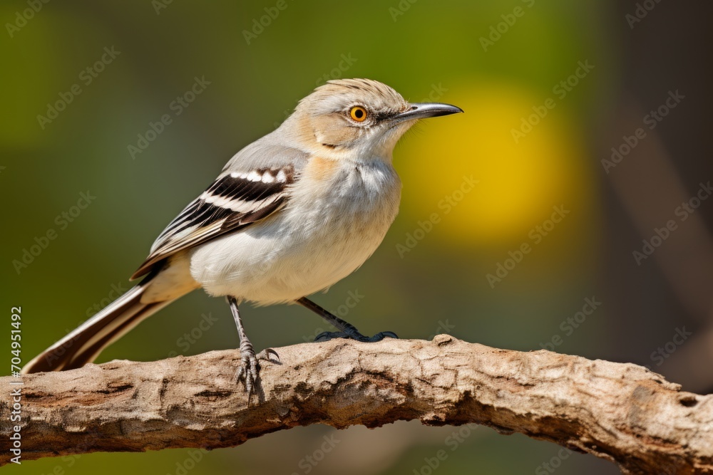 Mocking bird sitting on a tree branch in a sunny day Mocking bird sitting on a tree branch in a sunny day