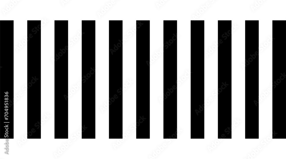 Crosswalk. Top view. Black and white vertical stripes. Vector illustration isolated on white background. Pedestrian crossing icon. Monochrome Pattern Crosswalk. Top view. Black and white vertical stripes. Vector illustration isolated on white background. Pedestrian crossing icon. Monochrome Pattern