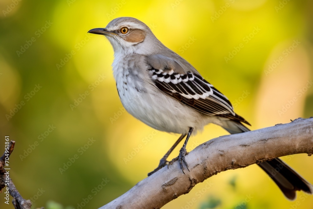 Mocking bird sitting on a tree branch in a sunny day Mocking bird sitting on a tree branch in a sunny day