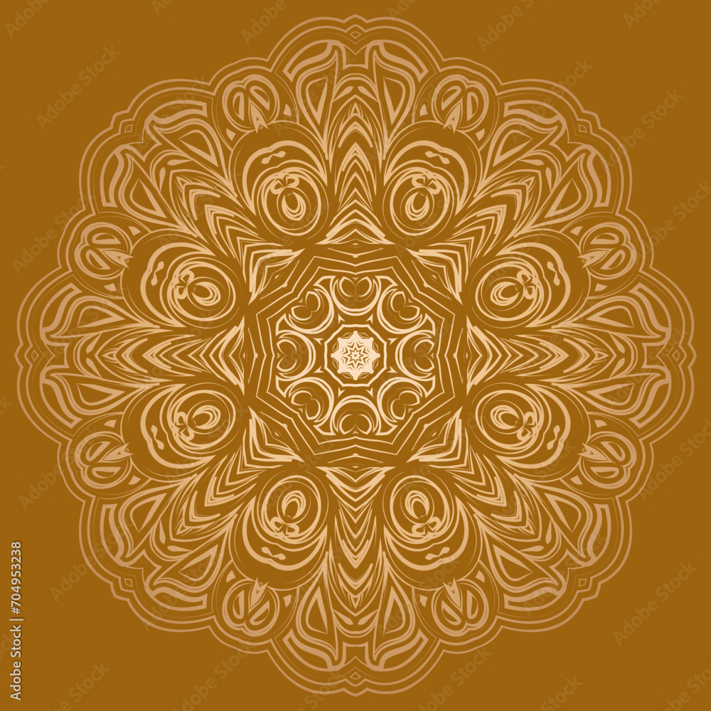 Circular pattern in form of mandala for Henna, Mehndi, tattoo, decoration. Outline doodle hand draw vector illustration.