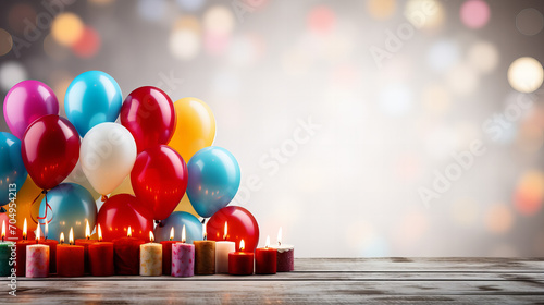 Birthday candles and balloons, Colorful balloons on white background, Festive card for birthday, Valentine day, International Women day, 8 March, 14 February, Easter, Mother day, birthday party