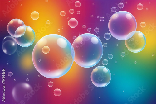 Flying bubbles on a colorful background