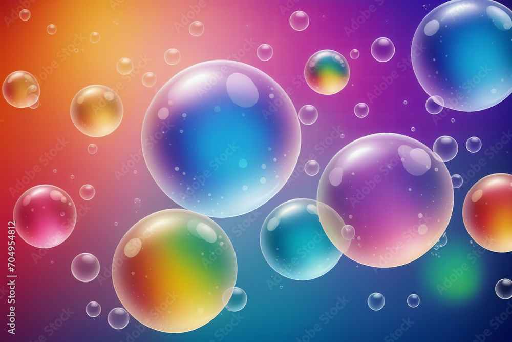 Flying bubbles on a colorful background Flying bubbles on a colorful background