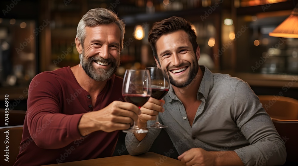 Two Men Enjoying a Toast and the Company