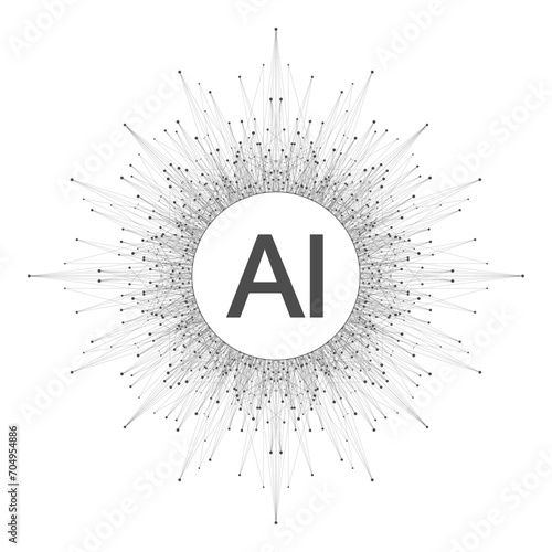 AI Generative Banner Concept In The Digital Style. Generative Ideas Design Element For Internet Technology. Futuristic Technology Concept Artificial Intelligence.