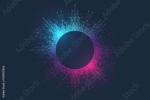 Quantum Computing Idea Design Element Concept. Deep Learning Artificial Intelligence. Generative AI. Big Data Algorithms Visualization For Business, Science Presentations, Posters, Covers