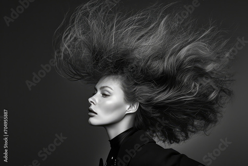 Striking Pose By A High Fashion Model With Voluminous Hair