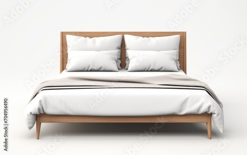 Minimalistic double bed, Modern wooden bed.