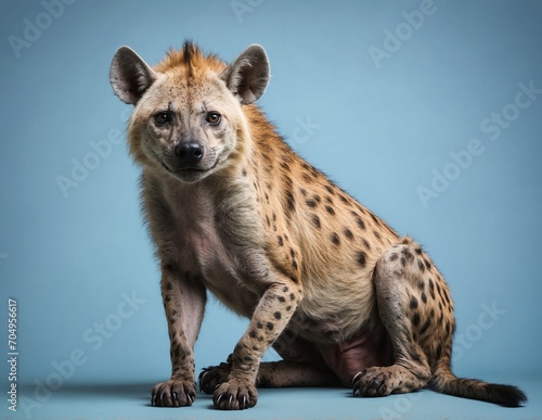hyena Isolated on blue pastel background