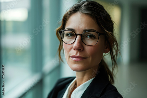 A Business Woman Wearing Glasses