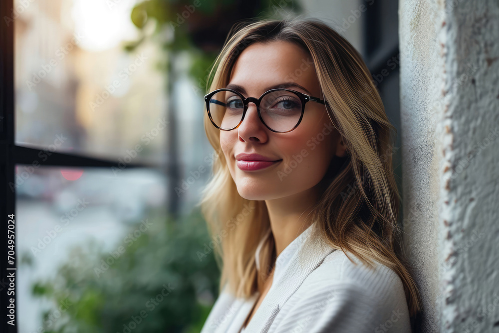 A Young Woman Wearing Glasses A Young Woman Wearing Glasses