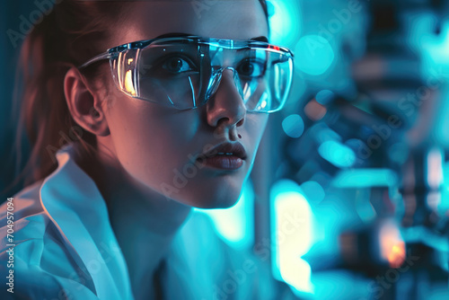 Female Forensic Scientist Wearing High-Tech Glasses