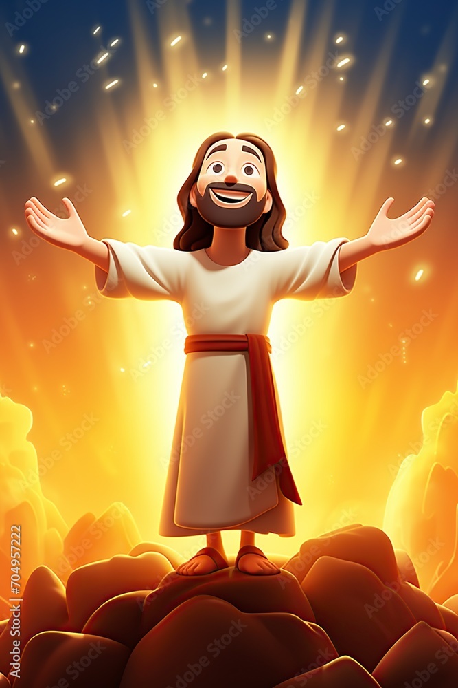 3D cartoon illustration, our guide and teacher Jesus Christ in the ...