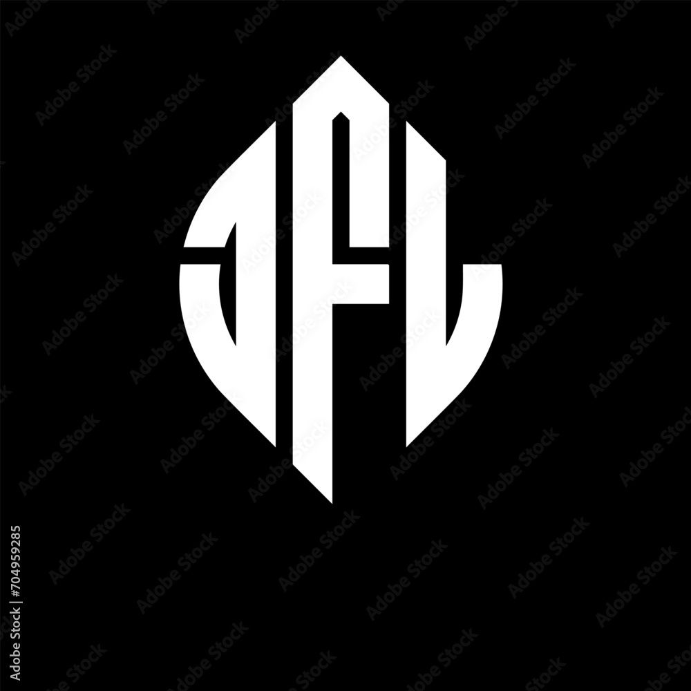 JFL circle letter logo design with circle and ellipse shape. JFL ellipse letters with typographic style. The three initials form a circle logo. JFL circle emblem abstract monogram letter mark vector. JFL circle letter logo design with circle and ellipse shape. JFL ellipse letters with typographic style. The three initials form a circle logo. JFL circle emblem abstract monogram letter mark vector.