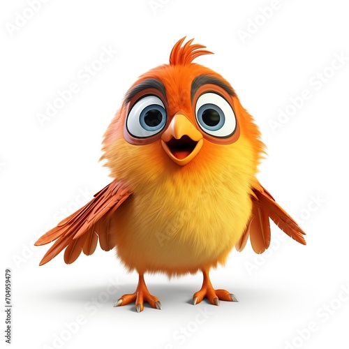 3D cartoon illustration, a cute multicolored bird