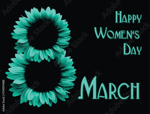 The blue greeting card for March 8.