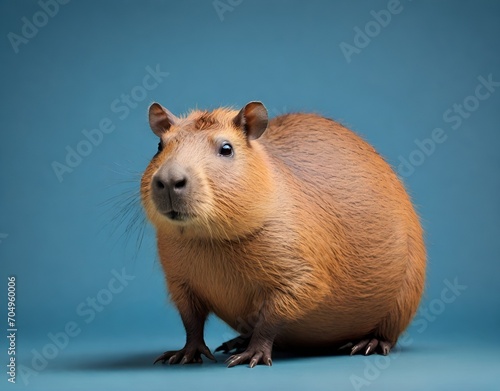 Capybaras Isolated on blue pastel background