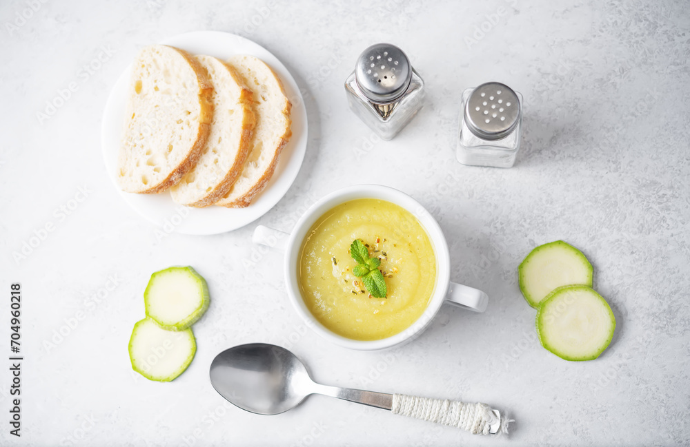 Zucchini soup in a bowl Zucchini soup in a bowl