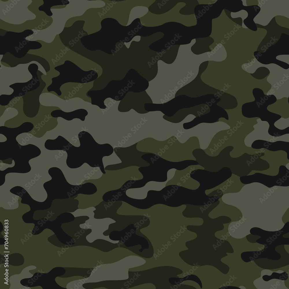Fototapeta premium Army camouflage seamless vector khaki pattern, trendy modern background, camouflage texture.