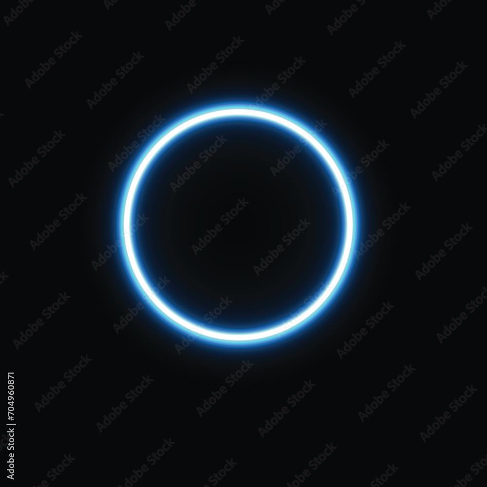 Neon blue circle, neon lamp, glowing circle Neon blue circle, neon lamp, glowing circle