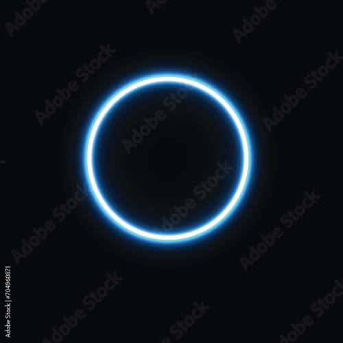 Neon blue circle, neon lamp, glowing circle