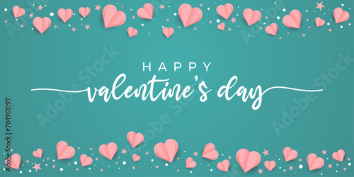 Happy valentine day with creative love composition of the hearts. Vector illustration photo