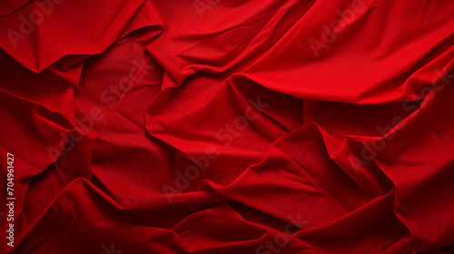 Crumpled paper texture in red color - ai generative