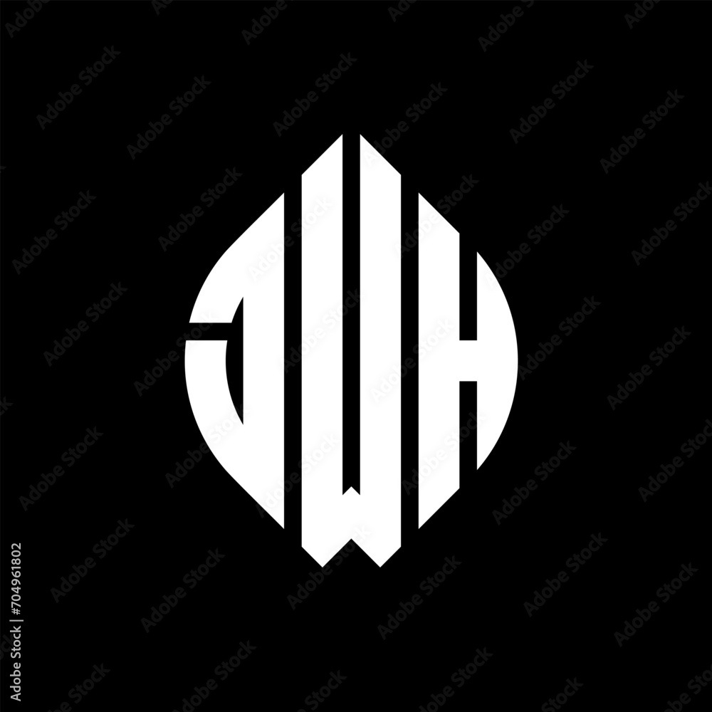 JWH circle letter logo design with circle and ellipse shape. JWH ellipse letters with typographic style. The three initials form a circle logo. JWH circle emblem abstract monogram letter mark vector. JWH circle letter logo design with circle and ellipse shape. JWH ellipse letters with typographic style. The three initials form a circle logo. JWH circle emblem abstract monogram letter mark vector.
