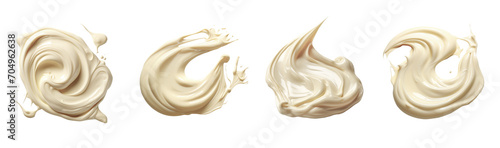 Mayonnaise smear set isolated on transparent background. Generative AI