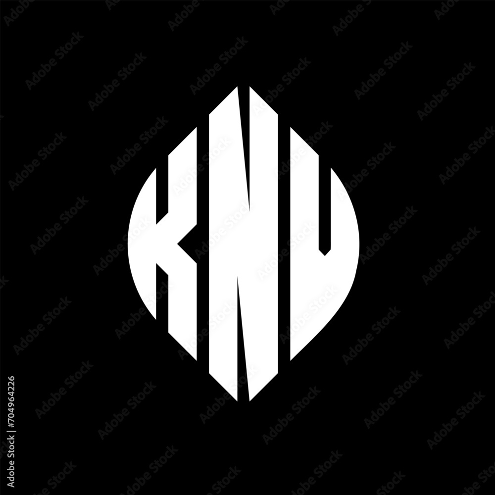 KNV circle letter logo design with circle and ellipse shape. KNV ellipse letters with typographic style. The three initials form a circle logo. KNV circle emblem abstract monogram letter mark vector. KNV circle letter logo design with circle and ellipse shape. KNV ellipse letters with typographic style. The three initials form a circle logo. KNV circle emblem abstract monogram letter mark vector.