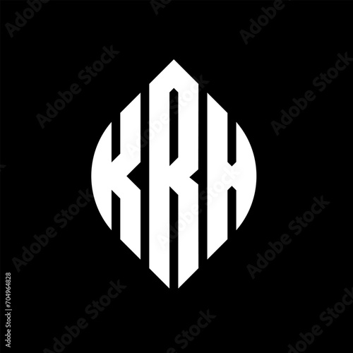 KRX circle letter logo design with circle and ellipse shape. KRX ellipse letters with typographic style. The three initials form a circle logo. KRX circle emblem abstract monogram letter mark vector. photo
