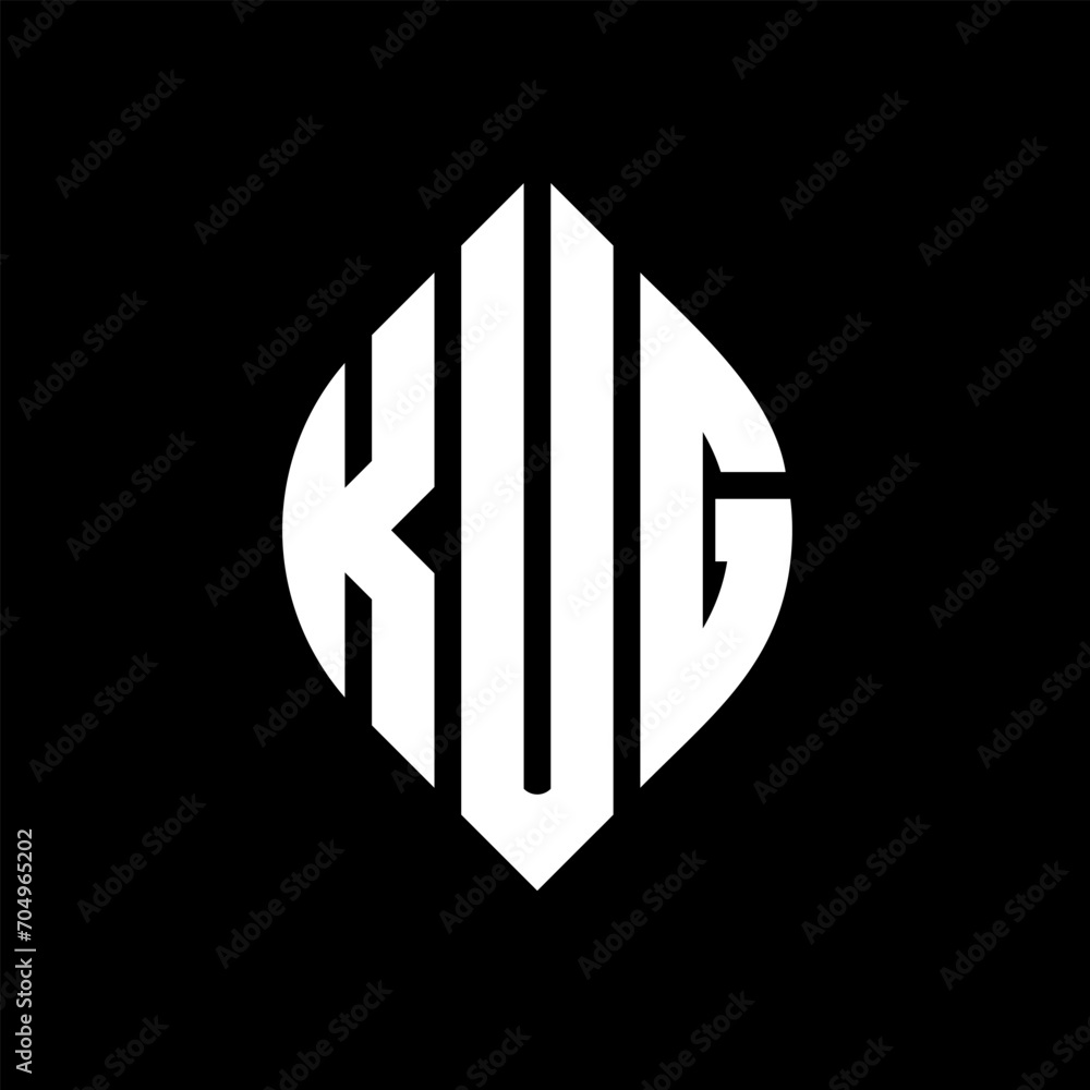 KUG circle letter logo design with circle and ellipse shape. KUG ellipse letters with typographic style. The three initials form a circle logo. KUG circle emblem abstract monogram letter mark vector. KUG circle letter logo design with circle and ellipse shape. KUG ellipse letters with typographic style. The three initials form a circle logo. KUG circle emblem abstract monogram letter mark vector.